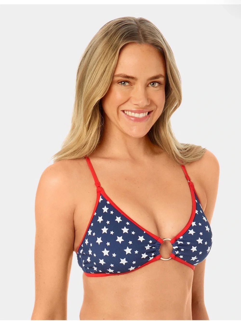 NWT Center Ring Bikini Top Red/White/Blue Sz L